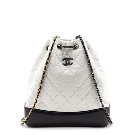 chanel white quilted backpack